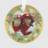 ビューティフルホリデーリースオンゴールドフォイルフォト オーナメント (正面)