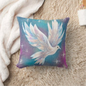 ビューティフルホワイトグリッターピース鳩 クッション (ブランケット)