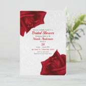 ビューティフルホワイトテクスチャレッドローズブライダルシャワー 招待状 (スタンド正面)