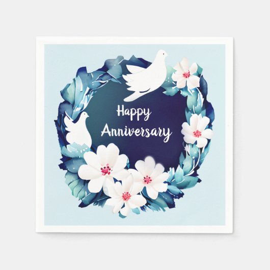 ビューティフルホワイトドーヴフローラリース スタンダードカクテルナプキン (正面)