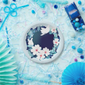 ビューティフルホワイトドーヴフローラリース ペーパープレート (パーティー)