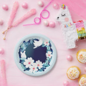 ビューティフルホワイトドーヴフローラリース ペーパープレート (パーティー)