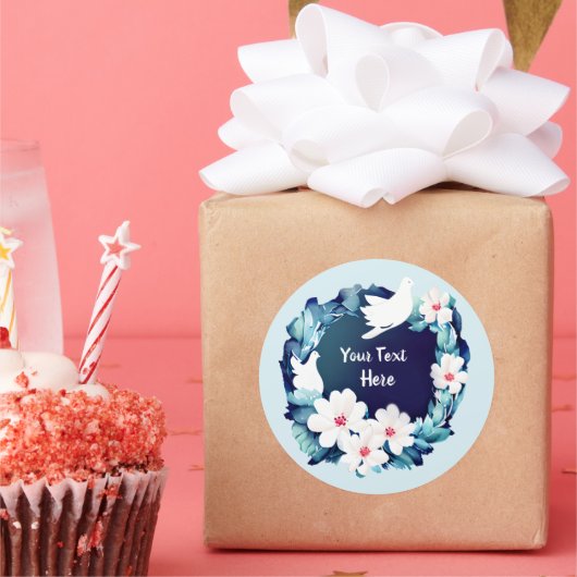 ビューティフルホワイトドーヴフローラリース ラウンドシール (パーティー)