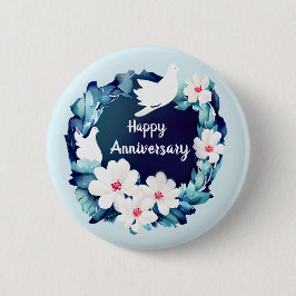 ビューティフルホワイトドーヴフローラリース 缶バッジ