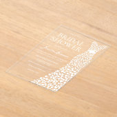 ビューティフルホワイトハートドレスブライダルシャワー アクリル招待状 (レイダウン)