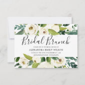 ビューティフルホワイトフラワーズグリーンブライダルシャワーブランチ 招待状 (正面)