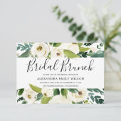 ビューティフルホワイトフラワーズグリーンブライダルシャワーブランチ 招待状 (スタンド正面)