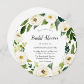 ビューティフルホワイトフローラリースブライダルシャワー 招待状 (正面/裏面)