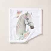 ビューティフルホワイトホースヘッドボホフローラ バスタオルセット (ウォッシュタオル)