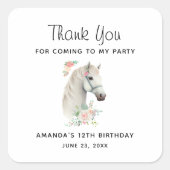 ビューティフルホワイトホースボホフローラ誕生日 スクエアシール (正面)