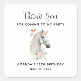 ビューティフルホワイトホースボホフローラ誕生日 スクエアシール