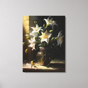 ビューティフルホワイトリリーインベイベファインアート キャンバスプリント