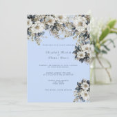 ビューティフルホワイトローズつる植物ブルー葉ズ 招待状 (スタンド正面)