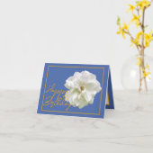 ビューティフルホワイトローズフラワーかわいらしハッピーバースデー カード (黄色い花)