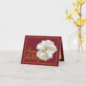 ビューティフルホワイトローズフラワーかわいらしハッピーバースデー カード (黄色い花)