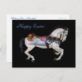 ビューティフルホワイト回転木馬ホースハッピーイースター シーズンポストカード (正面/裏面)