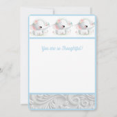 ビューティフルホワイト男の赤ちゃんゾウ サンキューカード (裏面)