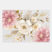 ビューティフルホワイト金ゴールドラベンダーフローラ ラッピングペーパーシート (正面3)