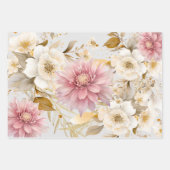 ビューティフルホワイト金ゴールドラベンダーフローラ ラッピングペーパーシート (正面2)