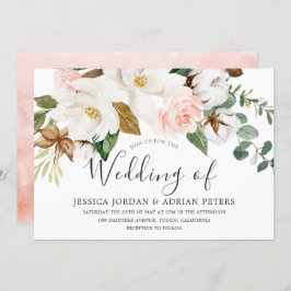 ビューティフルホワイト&赤面フローラオールシーズ結婚ンズ 招待状