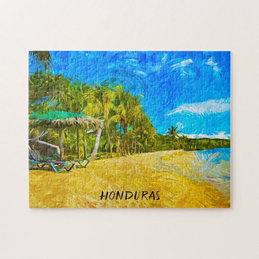 ビューティフルホンジュラス海ビュー絵を描油 ジグソーパズル (横)