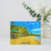 ビューティフルホンジュラス海ビュー絵を描油 ポストカード (スタンド正面)