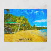 ビューティフルホンジュラス海ビュー絵を描油 ポストカード (正面)