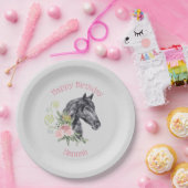 ビューティフルホースイラストレーション-ハッピーバースデー ペーパープレート (パーティー)