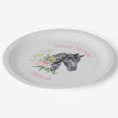 ビューティフルホースイラストレーション-ハッピーバースデー ペーパープレート (アングル)