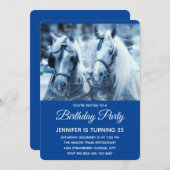 ビューティフルホースチームウィンターフォト誕生日 招待状 (正面/裏面)