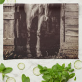 ビューティフルホースフ素朴ァームハウスブラウン キッチンタオル (折り畳み)