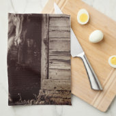 ビューティフルホースフ素朴ァームハウスブラウン キッチンタオル (四つ折り)