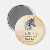 ビューティフルホースヘッドポートレート水彩誕生日 マグネット (正面/裏面)