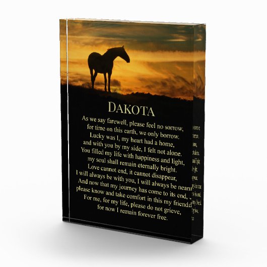 ビューティフルホースメモリアル名前をカスタムするスピリチュアル フォトブロック (右)