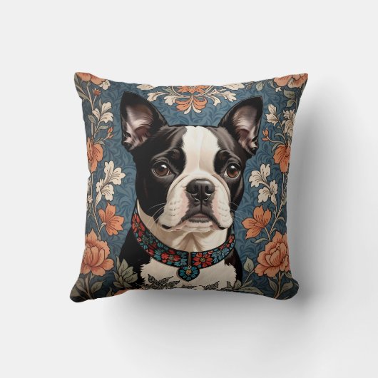 ビューティフルボストンテリアウィリアムインスパイアモリス クッション (裏面)