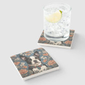 ビューティフルボストンテリアウィリアムインスパイアモリス ストーンコースター (横)