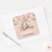 ビューティフルボヘミアンガール誕生日 パーソナライズされた スクエアシール (封筒)