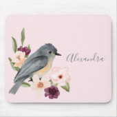 ビューティフルボヘミアンスタイルウォーターカラーバード&ブランチ マウスパッド (正面)