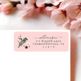 ビューティフルボヘミアンスタイルウォーターカラーバード&ブランチ ラベル