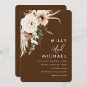 ビューティフルボホフラワーズサマー秋の結婚式 招待状 (正面/裏面)