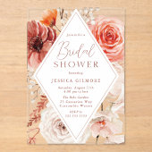ビューティフルボホフローラブライダルシャワー アクリル招待状 (正面)