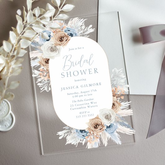 ビューティフルボホフローラブライダルシャワー アクリル招待状