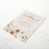 ビューティフルボホベージュ結婚フローラバラ金ゴールド 箔招待状 (回転した状態)