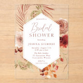 ビューティフルボホボタニカルフローラブライダルシャワー アクリル招待状 (正面)