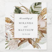 ビューティフルボホボタニカルフローラホワイト結婚ズ ワインラベル (シングルラベル)