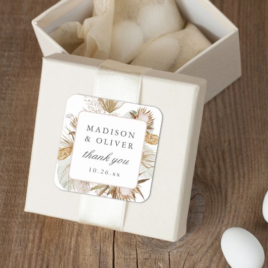 ビューティフルボホボタニカルホワイト結婚式の引き出物 スクエアシール