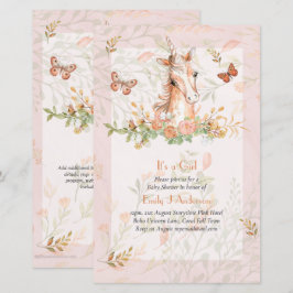 ビューティフルボホユニコーンベビーガールシャワー招待状