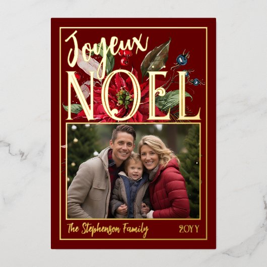 ビューティフルポインセチア&ベリージョユーノエル 箔シーズンカード (正面)