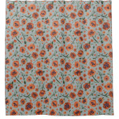 ビューティフルポピーズオレンジフローラ シャワーカーテン (正面)