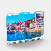 ビューティフルポルトポルトガルパノラマビューウォーター色 フォトブロック (左)